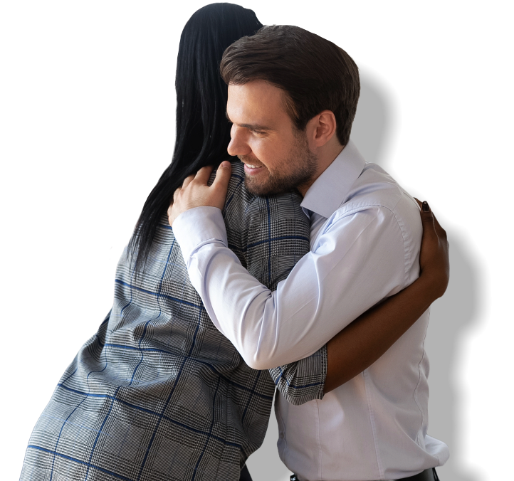 woman and hugging